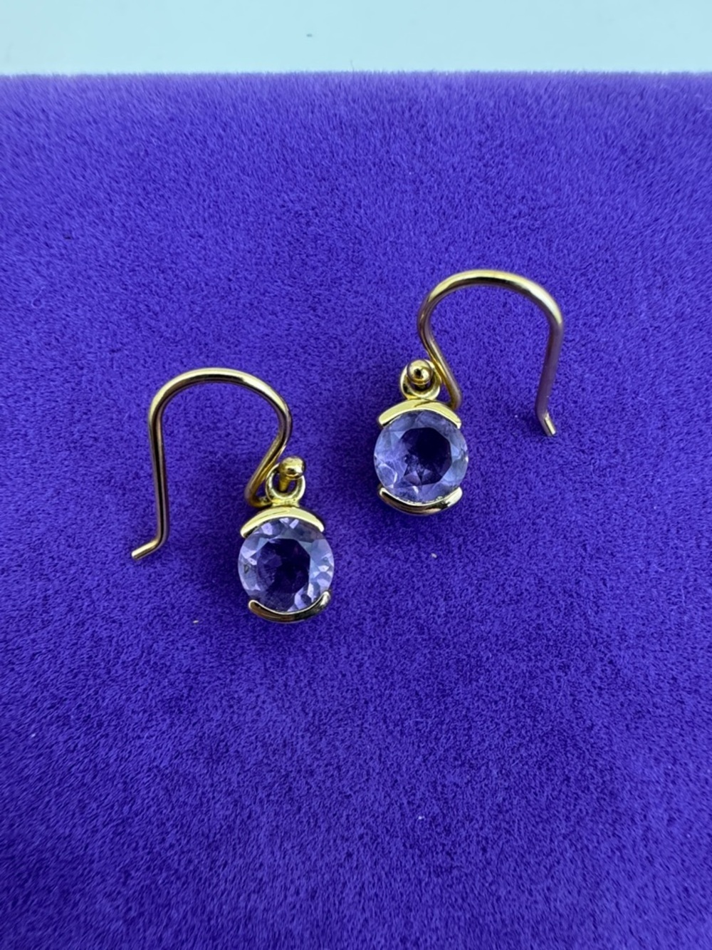💛 Classic Gold Vermeil Amethyst Drop Earrings | Sterling Silver